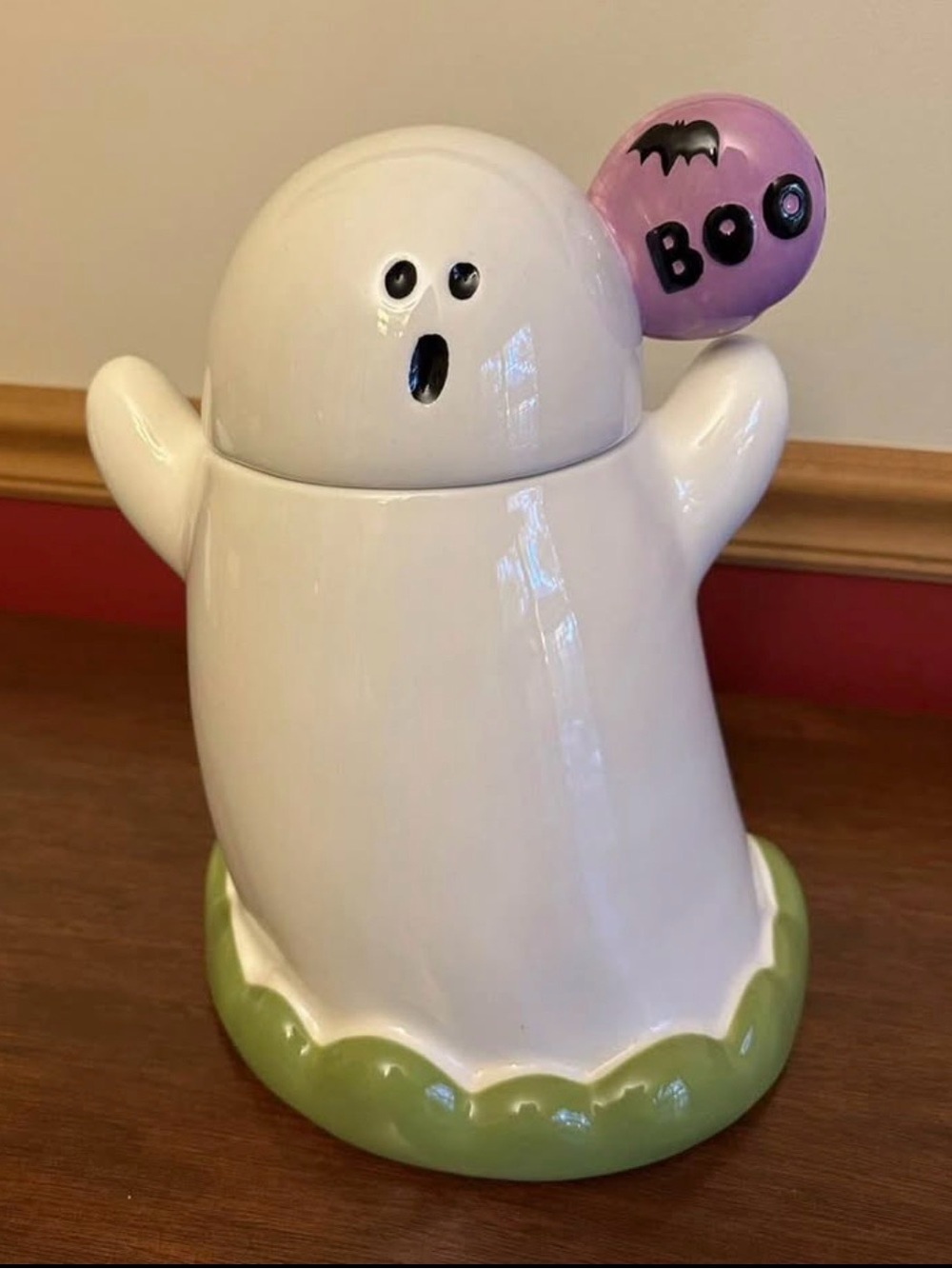 Halloween Ghost Cookie Jar Ceramic BOO